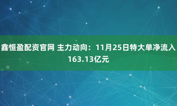 鑫恒盈配资官网 主力动向：11月25日特大单净流入163.13亿元