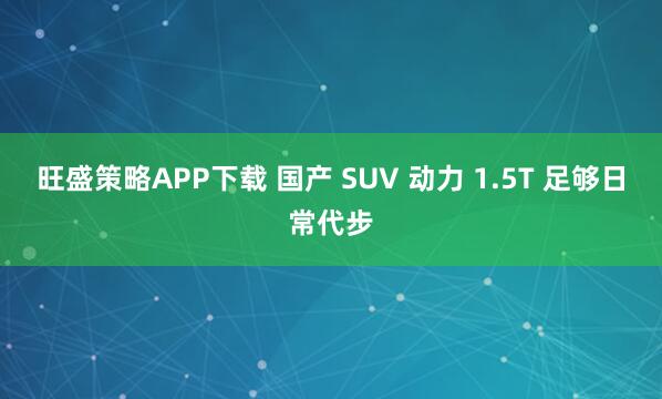 旺盛策略APP下载 国产 SUV 动力 1.5T 足够日常代步